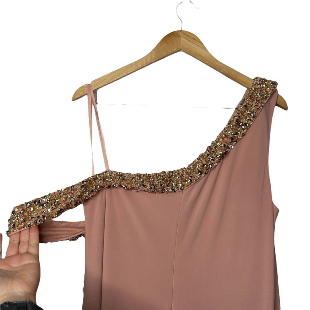 MAC DUGGAL 68163 Embellished Drop Shoulder Jersey Long Gown Dress Rose Pink 14 - Picture 13 of 14